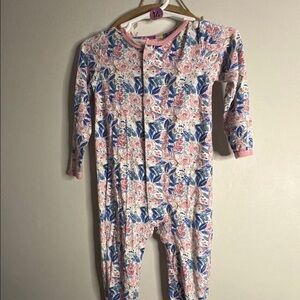 Magnetic me Floral Baby One-Piece footie Pajamas - Pink & Blue